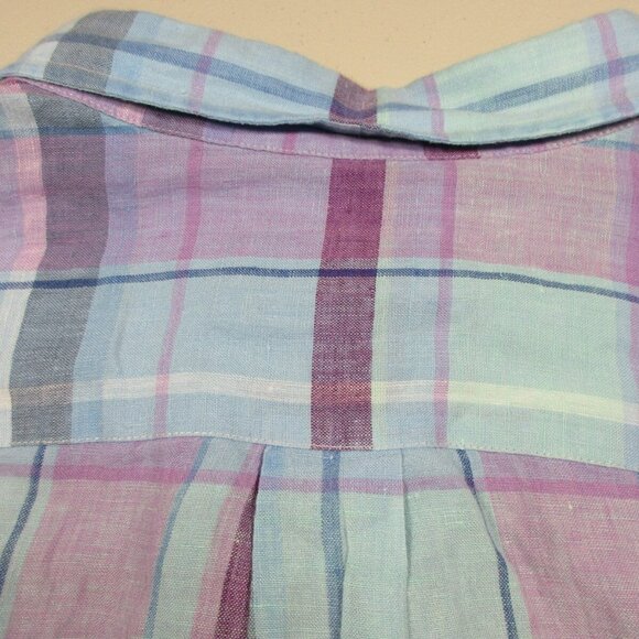 Vineyard Vines mens colorful Murray classic plaid 100% Linen button shirt XL - Picture 7 of 7